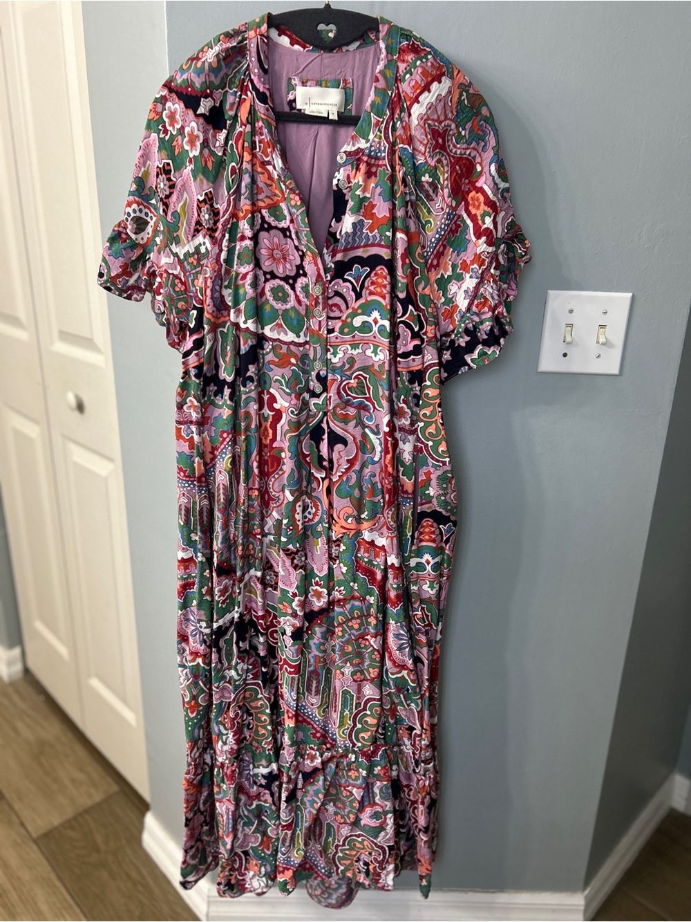 Anthropologie Multicolor Paisley Floral Maxi Dress - Purple